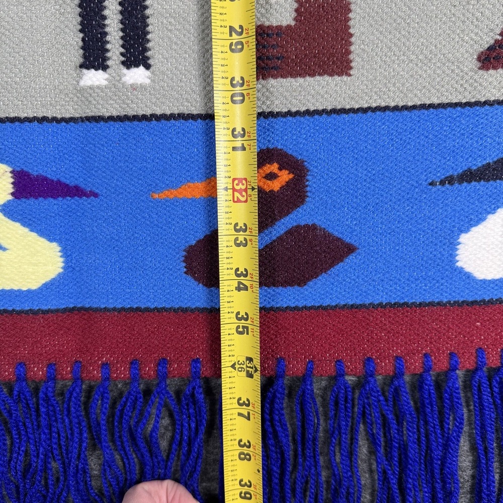 Vintage Peruvian Tapestry Hand Woven Wool Farm Landscape South America 25 X 41 - Picture 5 of 9